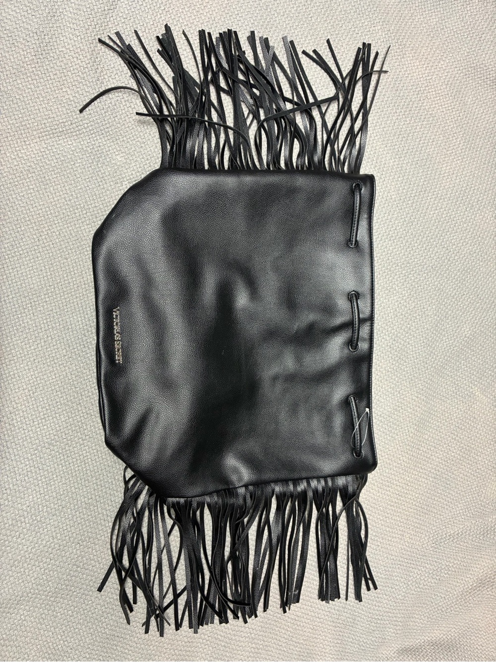 Victoria's Secret Black Fringe Drawstring Crossbody